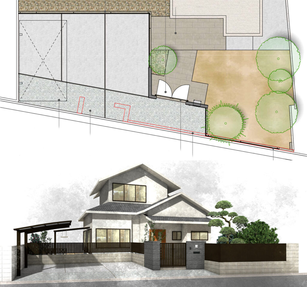 姫路市の外構・エクステリア・造園工事施工例 ご提案図面 にわいろSTYLE 株式会社庭彩